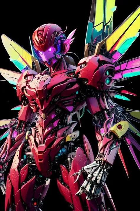 detailed, ultra-detailed, masterpiece, 8k wallpaper,<lora:BIOMECHA:1> , (bio mecha:1.5),(mecha:1.4), , (muscle:1.3), (muscle tissue:1.5), (colorful mecha:1.4) , no humans,glowing wings, mecha, solo,size difference,huge weapon,chainsaw, science fiction, sim...