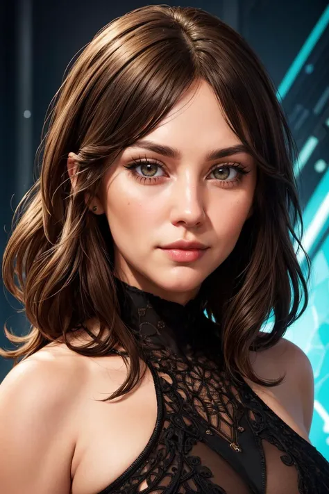 1girl, light brown hair, aqua eyes, bags under eyes, swept bangs, wavy hair, thick lips, science fiction, power armor, 
 ((intricate detail)), complex illustration, high contrast, intricate background detail, masterpiece, best quality  <lora:filmgrain_slid...