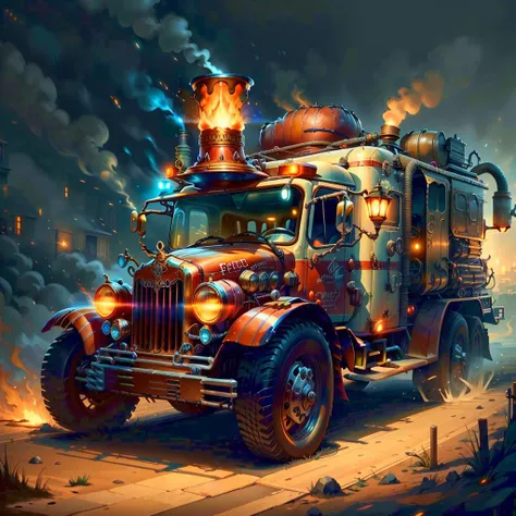 <lora:GasLampFantasyAI:.8> GasLampFantasyAI firetruck