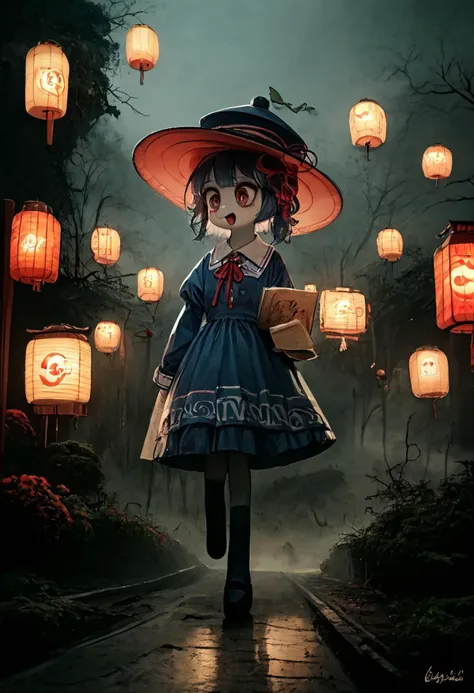 score_9,score_8_up,score_7_up,8k,,ruanyi0697,paper lantern,fog,dark,no humans,horror theme,<lora:0697 Huangquan Road_v1_pony:1>
jyojifuku, ofuda,blue dress, ribbon,hat,