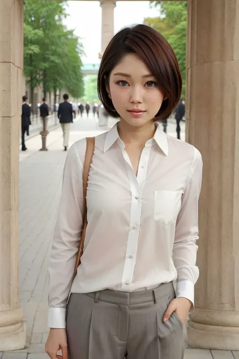 <lora:honoka_ayukawa_obj20:0.5>, full_body, standing, sandals, (shirt), pants, (brandenburg gate), (honoka_ayukawa: 1.2), perfect face, (contact iris: 1.1), pale skin, skin pores , depth of field