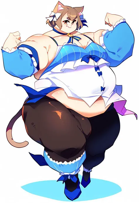 score_9, score_8_up, score_7_up, BREAK,
 <lora:FelixXL-000001:1>,1boy,solo,animal ears, hair bow, cat ears, brown hair, short hair, bangs, sleeveless dress, brown eyes, white bow, blue choker, bare shoulders,thick eyebrows, detached sleeves, dress bow, pen...