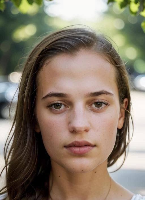 A stunning intricate color close up portrait of (sks woman:1) , wearing elegant dress, epic character composition, sharp focus, natural lighting, subsurface scattering, f2, 35mm, film grain, , by William Eggleston, <lora:lora-small-alicia-vikander-v1:1>