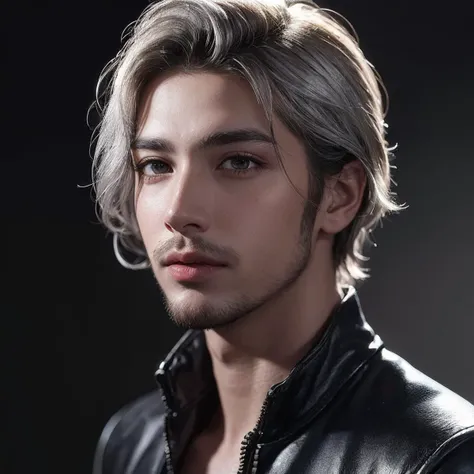 Best quality, masterpiece, ultra high res, (photorealistic:1.4) a young (male:1.4),  (facial hair:0.8), mascular, short silver hair <lora:lowra_v10:0.5> detailed skin, detailed eyes, shiny skin