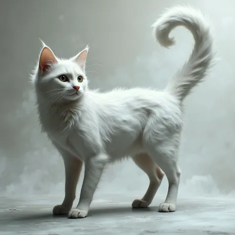 4k uhd professional a surreal cat-like creature, its body seemingly formed from wisps of smoke and abstract strokes, blending into the air around it. Its fur appears as though its been painted with rough, sweeping brushstrokes, giving it an ethereal, dream...