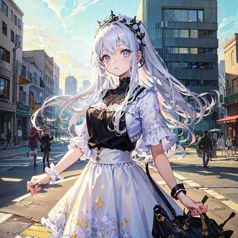 (masterpiece,best quality,ultra-detailed:1.6),illustration,
(solo,1girl,beautiful detailed eyes:1.2),
city,street,