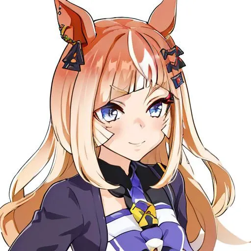 anime girl with long blonde hair and blue eyes wearing a cat ears