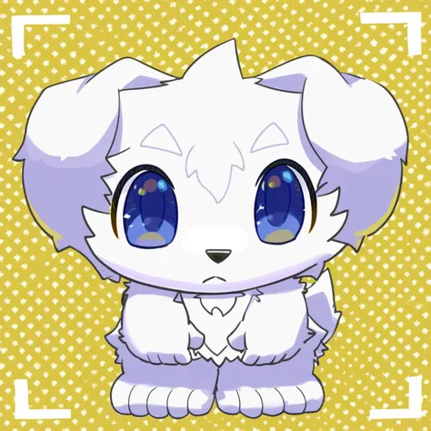 anime character of a white dog with blue eyes and a white coat