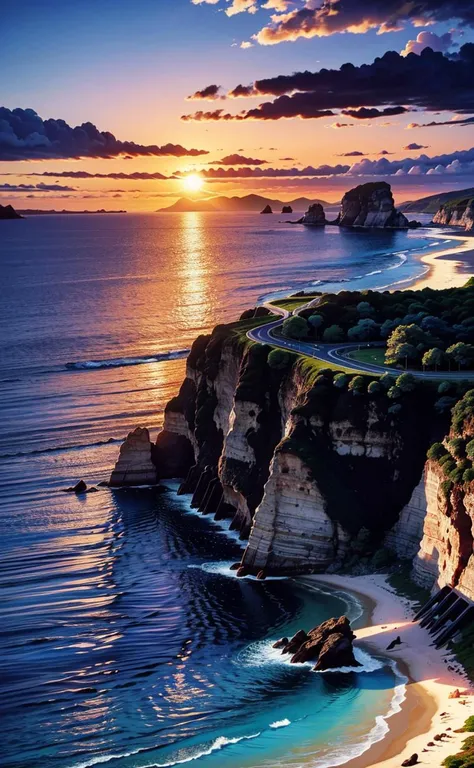 a view of a beach with a cliff and a body of water