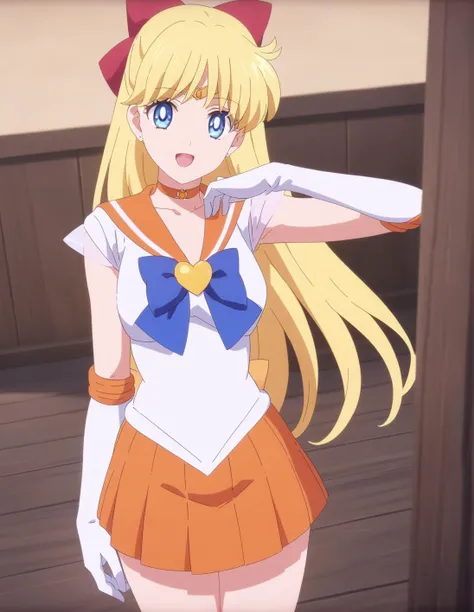 anime girl in a short skirt and a sailor suit with a bow