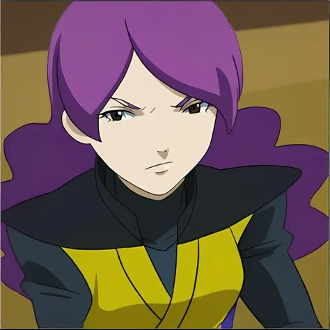 Lessie Adonel ,purple hair,military dress,solo, classroom