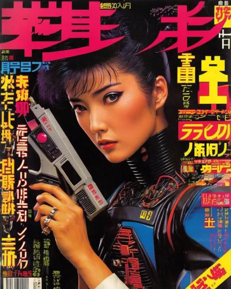 japanese magazine cover 80s, cyberpunk, Retro_Magazine , <lora:Retro_Magazine:0.75>