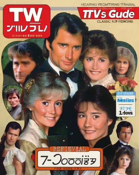 Romantic Revival: A TV Guide cover featuring classic romance dramas from the 80s, promising heartwarming love stories and timeless emotions, romantic classics:0.8, heartwarming:0.7, love stories:0.7, timeless:0.6, emotions:0.6.<lora:Retro_Magazine:1.0>