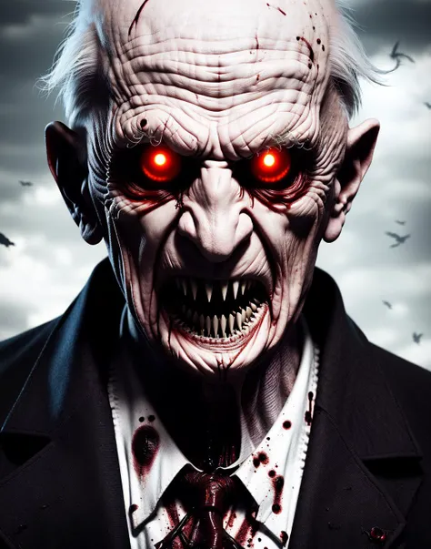 scary vampire monster old man, high quality raw photo, excellent composition, (cinematic lighting, cinematic colors, masterpiece...