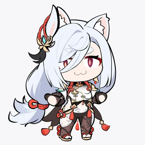 a cartoon image of a girl with white hair and a cat ears