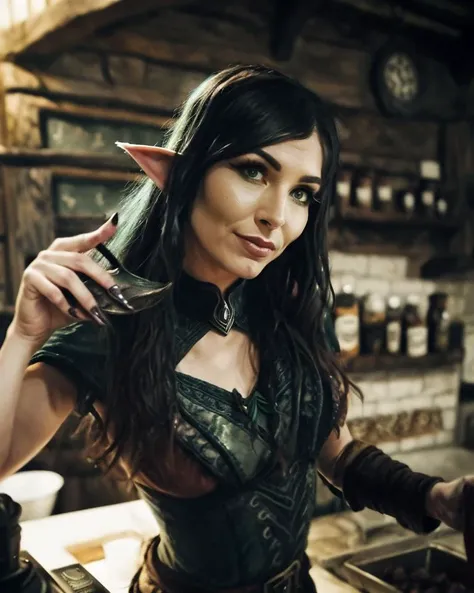 photo of an elf barista from skyrim