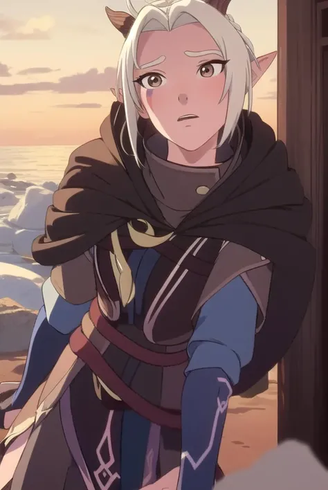 dragonrayla, <lyco:rayla-LYCORIStest:1>,
rayla, blonde hair, pointy ears, horns, ponytail, elf, ahoge, (brown eyes:1.5), facial mark,
BREAK cape, armor,
BREAK looking at viewer,
BREAK outdoors,
BREAK <lora:GoodHands-vanilla:1>, (masterpiece:1.2), best qual...