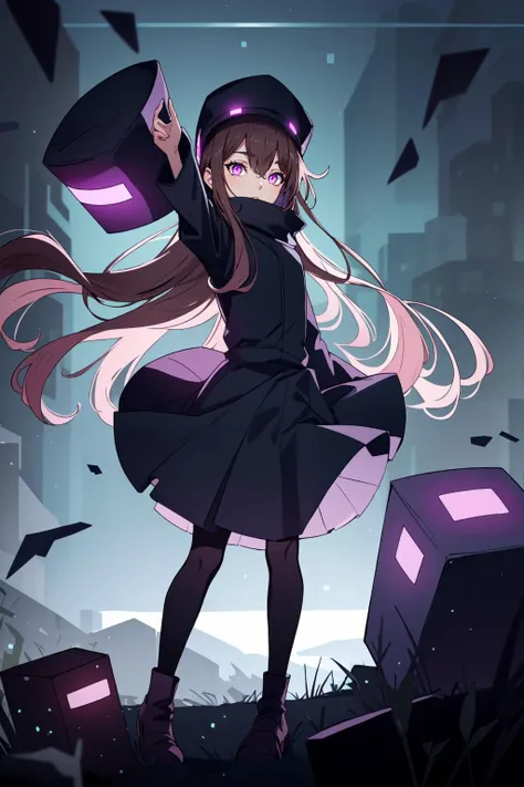 (masterpiece, best quality), intricate details,
(1girl), solo, <lora:Endermanchan:0.8> Enderman-chan, glowing, glowing eyes, hat,