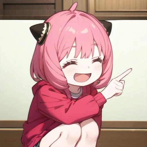 a close up of a person with pink hair and a cat ear