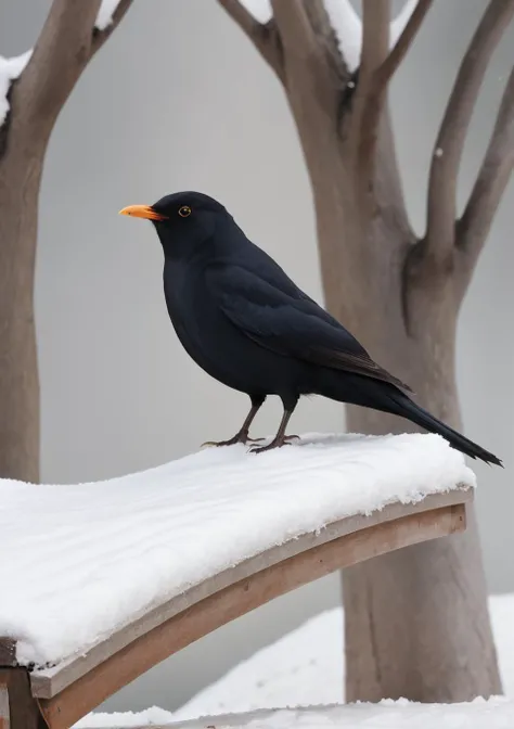 <lora:eurasian blackbird SDXL-000002:1>
eurasian blackbird,turdus merula,best quality, high quality, highres, masterpiece,bird, winter,snow,city,park,