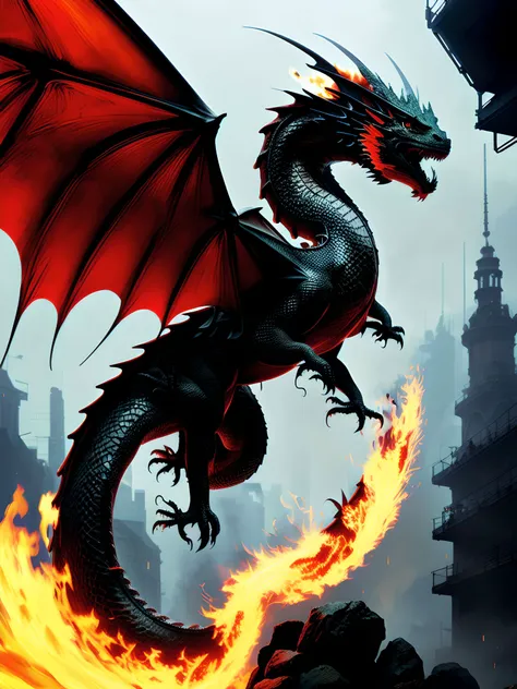 a close up of a dragon with fire in its mouth