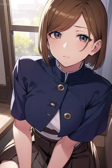 nobarakugisaki, <lyco:nobarakugisaki-LYCORIStest:1>,
nobara kugisaki, bob cut, (brown eyes:1.5), brown hair, lips, short hair,
BREAK belt, brown belt, brown pantyhose, crop top, crop top overhang, jujutsu tech uniform, pantyhose, pleated skirt, shirt tucke...