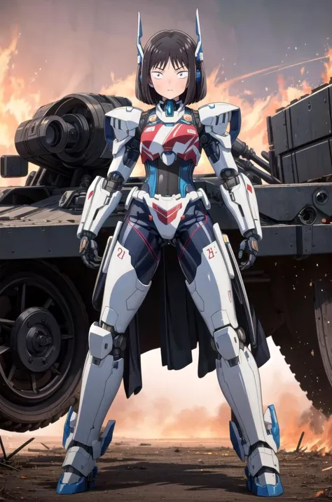 (masterpiece, best quality, detailed), 1girl, solo, iwakura_mitsumi, short hair, bob cut, black eyes, small pupils, black hair,, looking at viewer, 
<lora:mecha_offset:1>, mecha musume,mechanical parts, robot joints,single mechanical arm, headgear, mecha c...