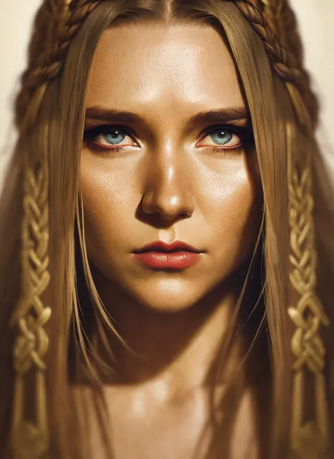 modelshoot style, A stunning intricate full color portrait of (35 years old sks woman:1) as (viking warrior woman), (barbarian),  epic character composition, by ilya kuvshinov, alessio albi, nina masic, sharp focus, natural lighting, subsurface scattering,...