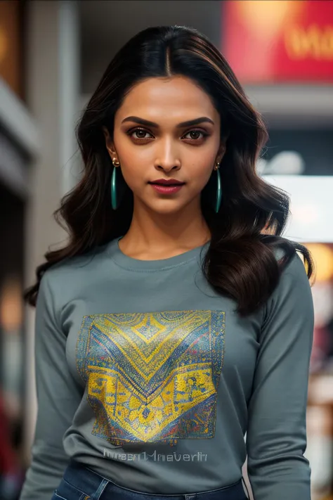 photo of seductive (deepika padukone woman:1.09), a woman as a sexy customer, closeup portrait, (tight Royal Blue long sleeve Cement Gray t-shirt), (jeans), (in a department store:1.1), (masterpiece:1.5) (photorealistic:1.1) (bokeh) (best quality) (detaile...