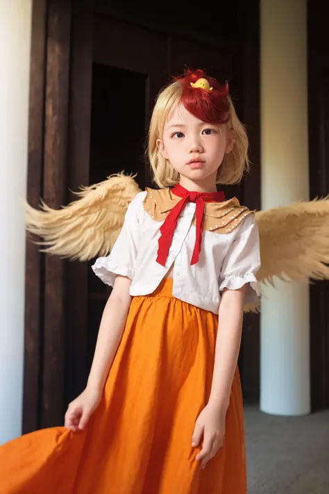 there is a little girl dressed up as an angel with wings