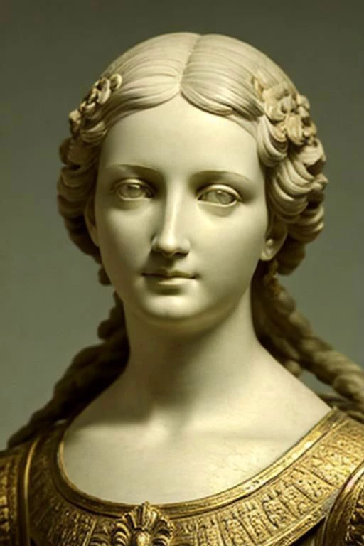 a close up of a statue of a woman with a braid