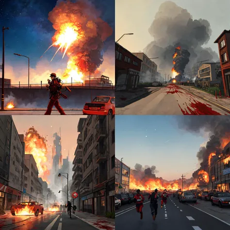 8k,masterpiece, filming, best quality, science fiction, future style (module),steampunk, landscape,Smoke envelops,Misty and hazy.
crowding street, car, stars sky, a big plant and universe in the sky, empty,
(DOCK, explosion,building ruin and clapping), cra...