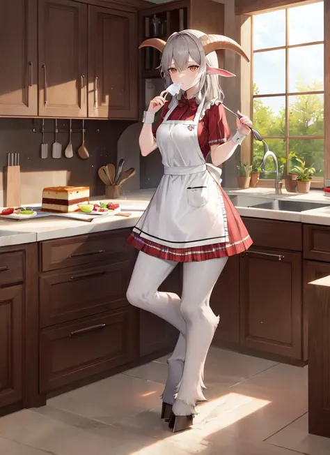 anime girl in a kitchen with a knife and a knife in her hand