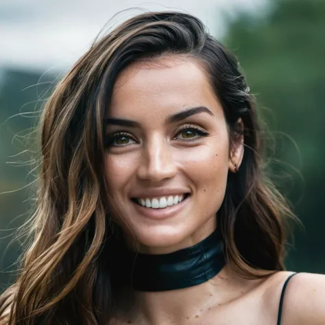 Super high res closeup portrait photo skin texture of a woman wearing a thin leather choker and has wavy long hair ,f /2.8, Canon, 85mm,cinematic, high quality, skin texture, looking at the camera,  <lora:anarmas2_xl4_standard-merger_36_55_70_92_025_025_02...