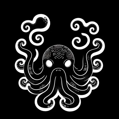 octopuss, intricate details, <lora:logoarchive:0.7>, japanese illustration, logoarchive, black and white tatoo