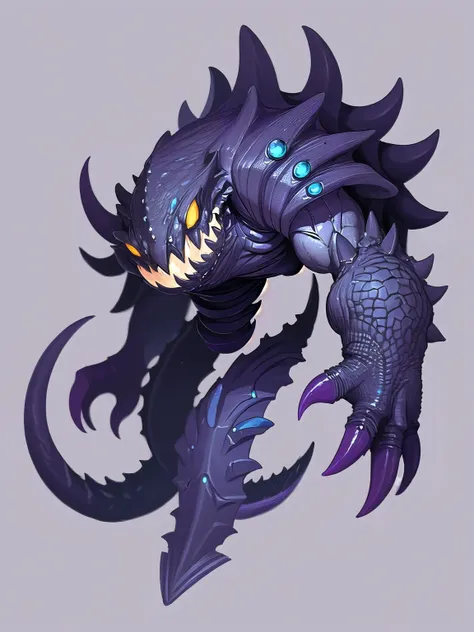 (masterpiece, best_quality, ultra-detailed, immaculate:1.3), concept art,(full body:1.1) fantasy boss monster, Hipster,Onyx Leviathan-Imp, grey background, plain background<lyco:EnvyMonster01:1><lora:EnvyCuteMix11:0.75>