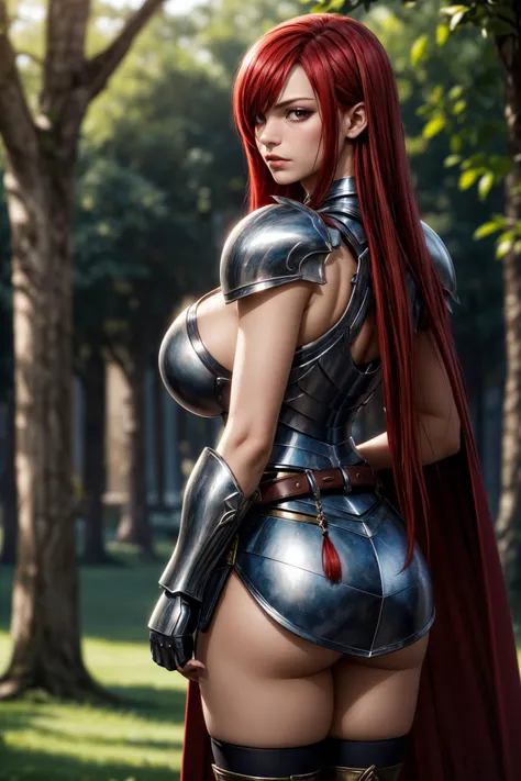 (ultra realistic,32k, masterpiece:1.2),(high detailed skin:1.1),( high quality:1.1),
<lora:erza scarlet v2-lora-nochekaiser:0.8>erza scarlet, long hair, (red hair:1.5), hair between eyes, brown eyes, skirt, thighhighs, cleavage, boots, belt, sword, cape, a...