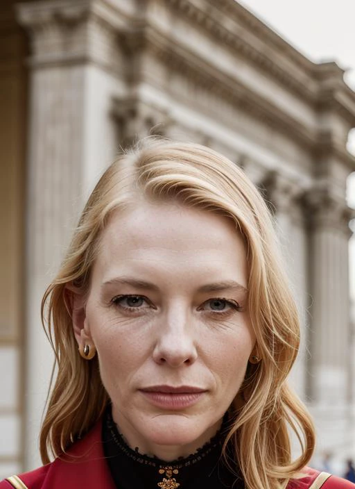 portrait of sks woman in Rome, at the Vatican City, by Flora Borsi, style by Flora Borsi, bold, bright colours, ((Flora Borsi)), by Ansel Adams, <lora:lora-small-cate-blanchett-v1:1>