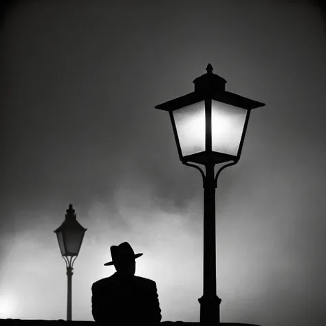 Film noir style, classic film noir style <lora:Classic Film Noir style:1> 
a man standing next to a street light in the fog,cinematic,film,Hollywood,crime,drama,dramatic,dramatic light,low light,dim light,low-key light,shadow,partially covered in shadow,wi...