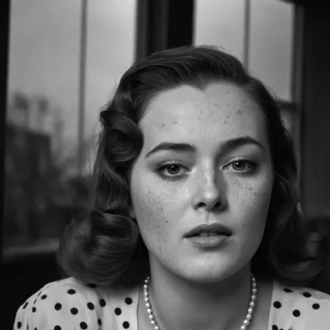 Film noir style, classic film noir style <lora:Classic Film Noir style:1> 
a woman with a teary face and a necklace,cinematic,film,Hollywood,crime,drama,dramatic,dramatic light,low light,dim light,low-key light,shadow,partially covered in shadow,window lig...