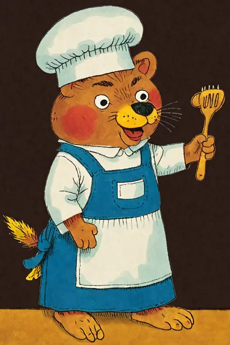 a childrens book illustration of a baker , art by Richard Scarry <lora:Richard_Scarry_Style_XL-000006>