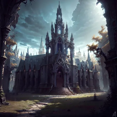 <lora:GothicHorrorAI:.8>, GothicHorrorAI church , concept art