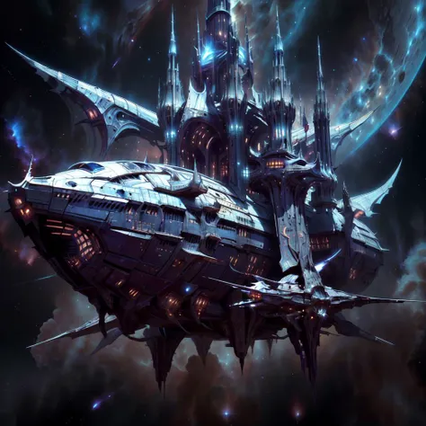 <lora:GothicHorrorAI:.8>, GothicHorrorAI spaceship ,