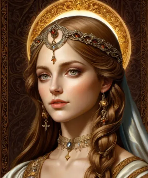 renaissance style, a beautiful woman, enchanting, realistic, perspective, light and shadow, religious or mythological themes, hi...