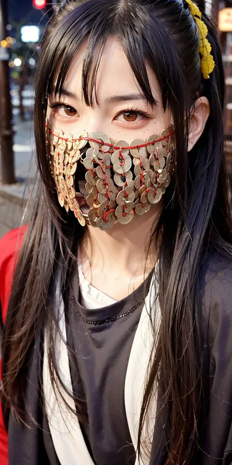 1girl,Tokyo street,night,close-up,upper body  <lora:sd-No.173-000014:0.7>,(mask:1.2),face focus, 8k, RAW photo, best quality, masterpiece,realistic, photo-realistic,