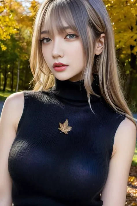 1girl,(wearing a sleeveless turtleneck sweater:1.4),(RAW photo, best quality), (realistic, photo-realistic:1.4), masterpiece, an extremely delicate and beautiful, extremely detailed, 2k wallpaper, Amazing, finely detail, extremely detailed CG unity 8k wall...