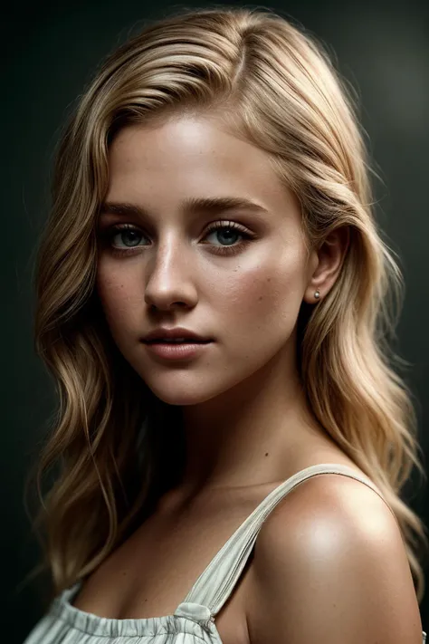 photo of beautiful (jsch1aepfer:0.99), a woman with perfect blonde hair, wearing Eye Brown (sleeveless shirt:1.1),  (tintype, vintage photo:1.2), (plain background, gradient:1.1), (closeup portrait), modelshoot style, (extremely detailed CG unity 8k wallpa...