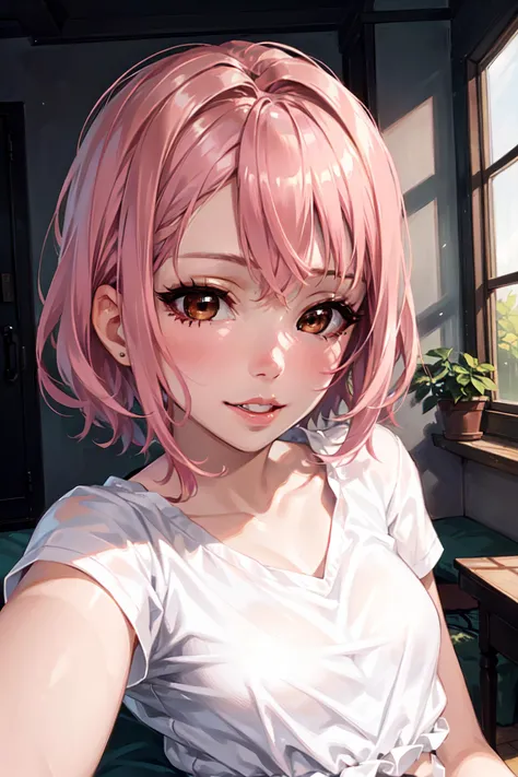 <lora:belleDelphine_v10:1> girl, brown eyes, cute face, pink hair, short hair, indoors, solo, beautiful,  (photorealistic:1.4), (hyperrealistic:1.2), (masterpiece:1.2), (best quality:1.2), cinematic, perfect eyes, perfect face, prefect skin, perfect lighti...