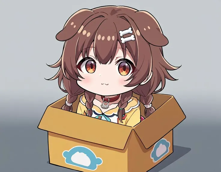 anime girl in a box with a cloud in the background