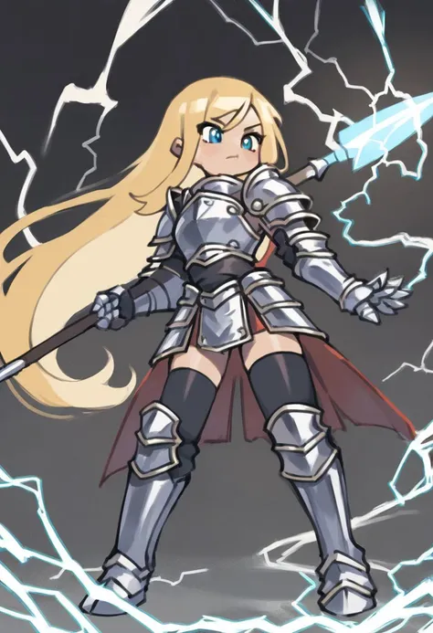 score_9, score_8_up, score_7_up, score_6_up, score_5_up, score_4_up, source_anime,
1girl, solo, pauldrons, armor, bident, black armor, blonde hair, blue eyes, breastplate, electricity, faulds, full armor, gauntlets, greaves, holding, holding polearm, holdi...